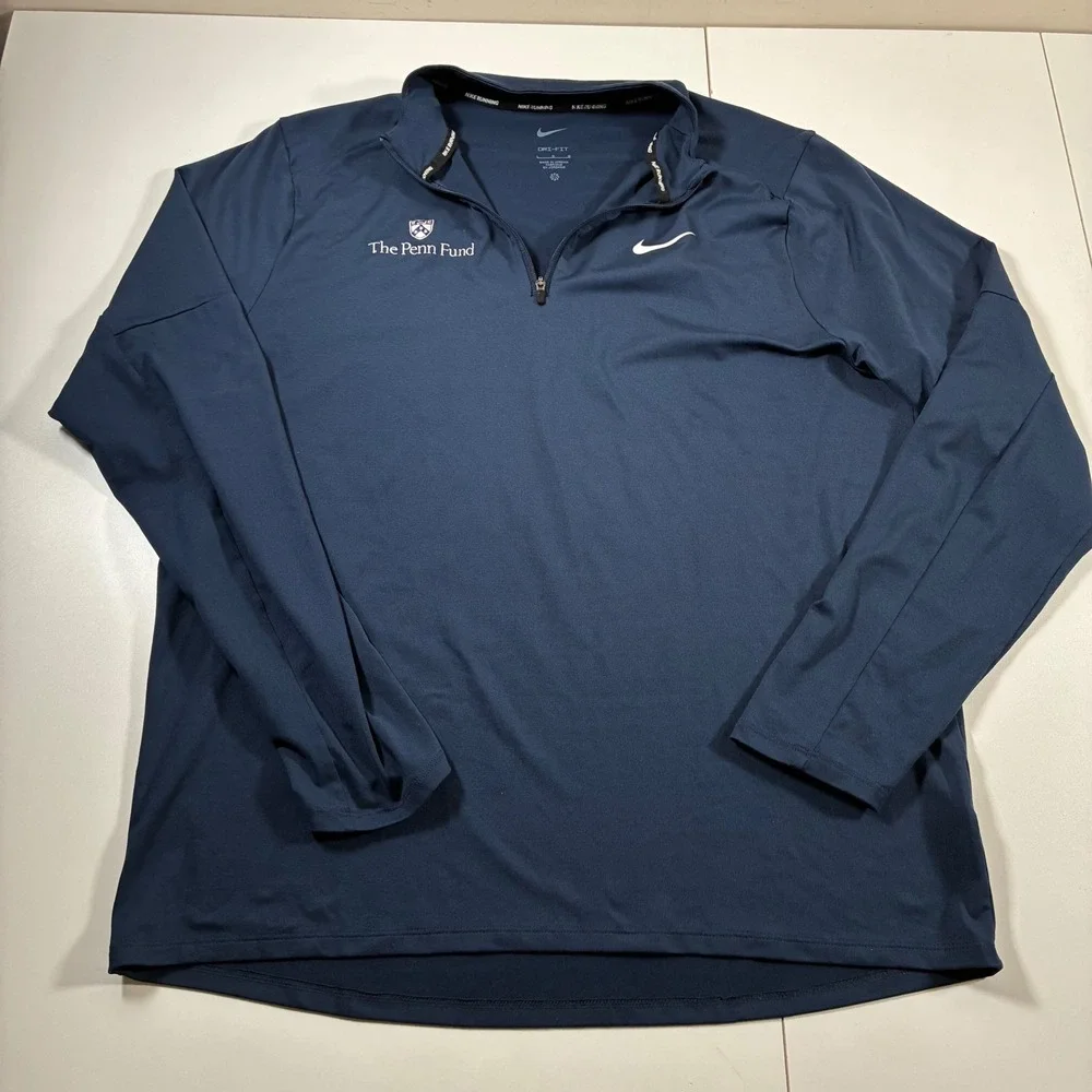 UPenn Quakers Nike Running Element Dri-FIT 1/4 Zip Pullover Large Navy Blue